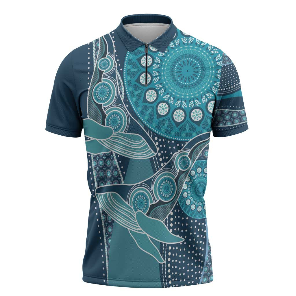Personalized South Africa Whale Fes Zipper Polo Shirt African Shwe Shwe Pattern