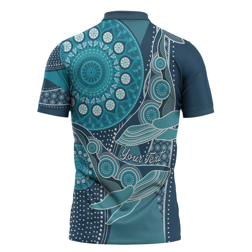 Personalized South Africa Whale Fes Zipper Polo Shirt African Shwe Shwe Pattern