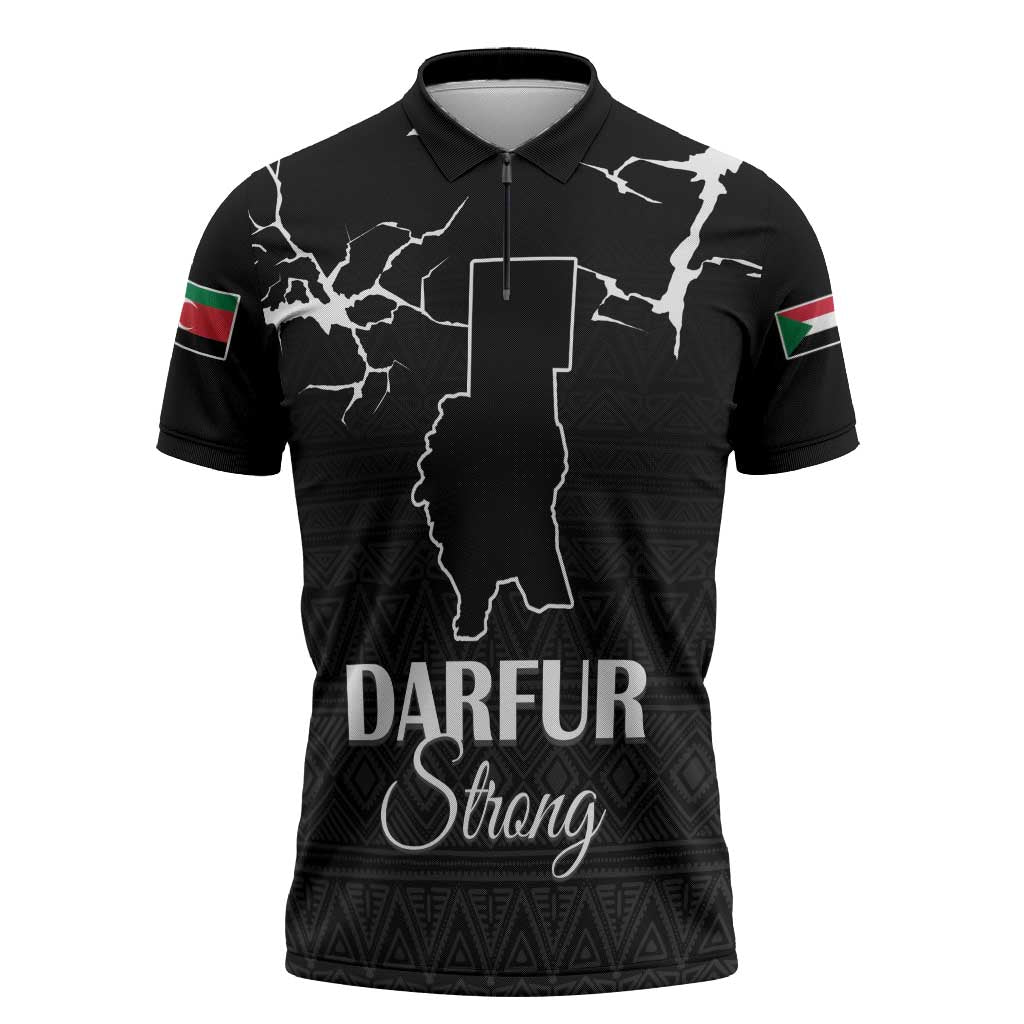 Darfur Sudan Strong Zipper Polo Shirt Pray for Tarseen