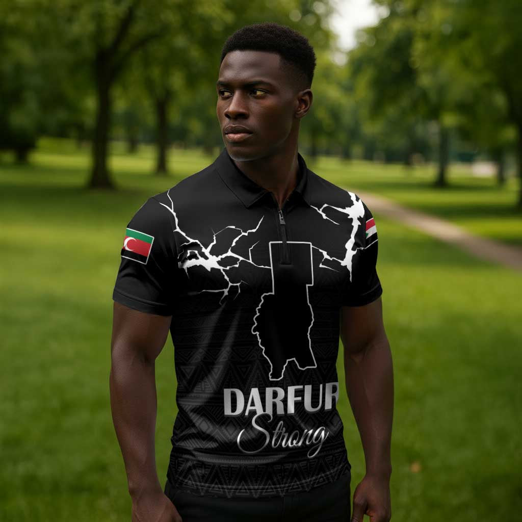 Darfur Sudan Strong Zipper Polo Shirt Pray for Tarseen