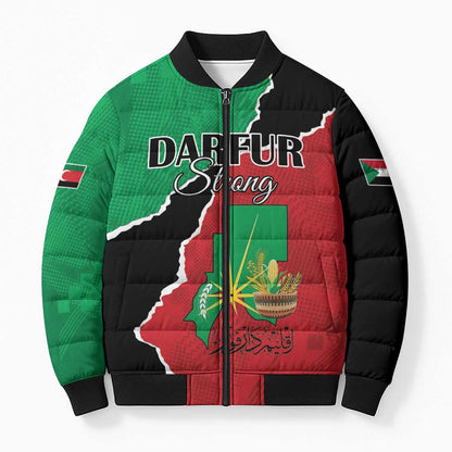 Personalized Sudan Bomber Puffer Jacket Darfur Be Strong