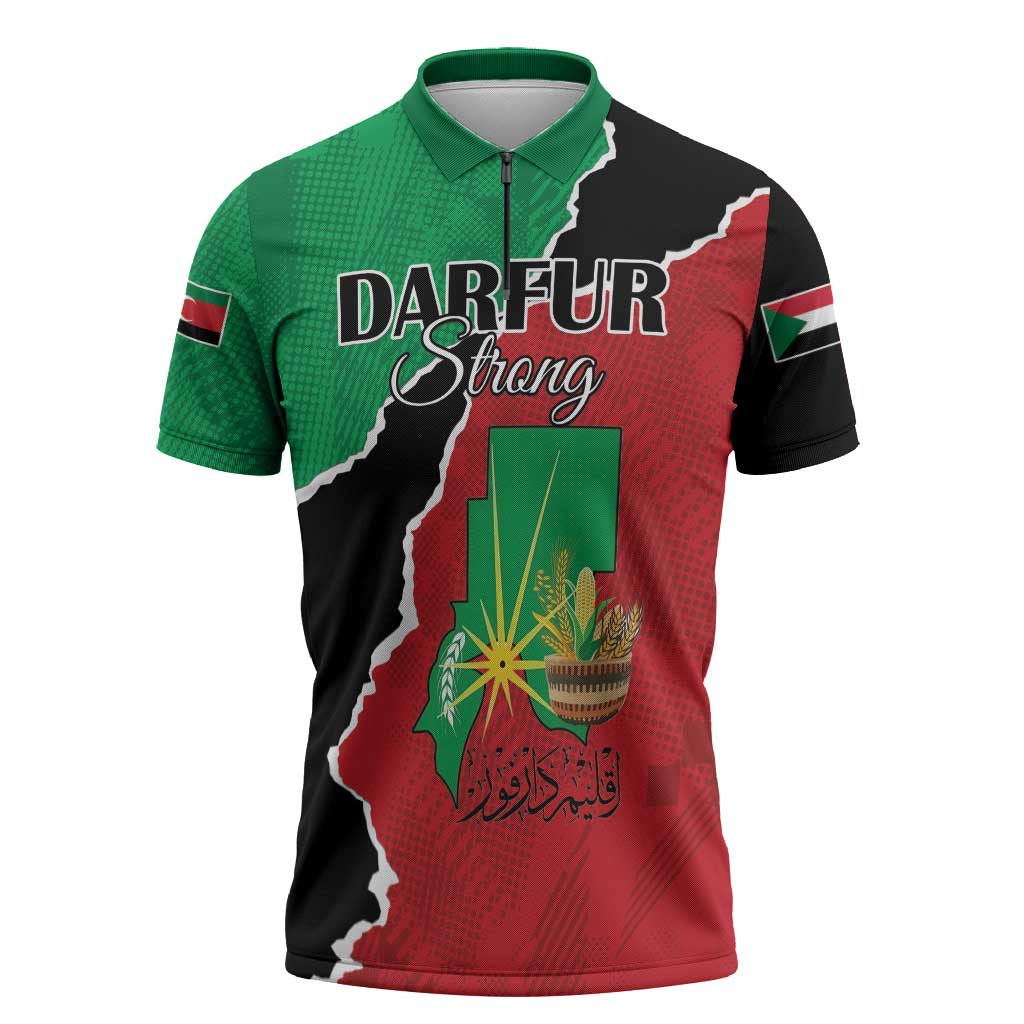 Personalized Sudan Zipper Polo Shirt Darfur Be Strong