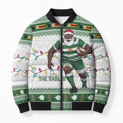 Zimbabwe Rugby Christmas Bomber Puffer Jacket The Sables Krismes Yakanaka