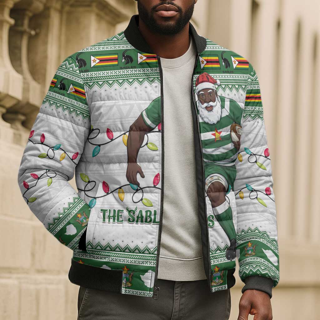Zimbabwe Rugby Christmas Bomber Puffer Jacket The Sables Krismes Yakanaka