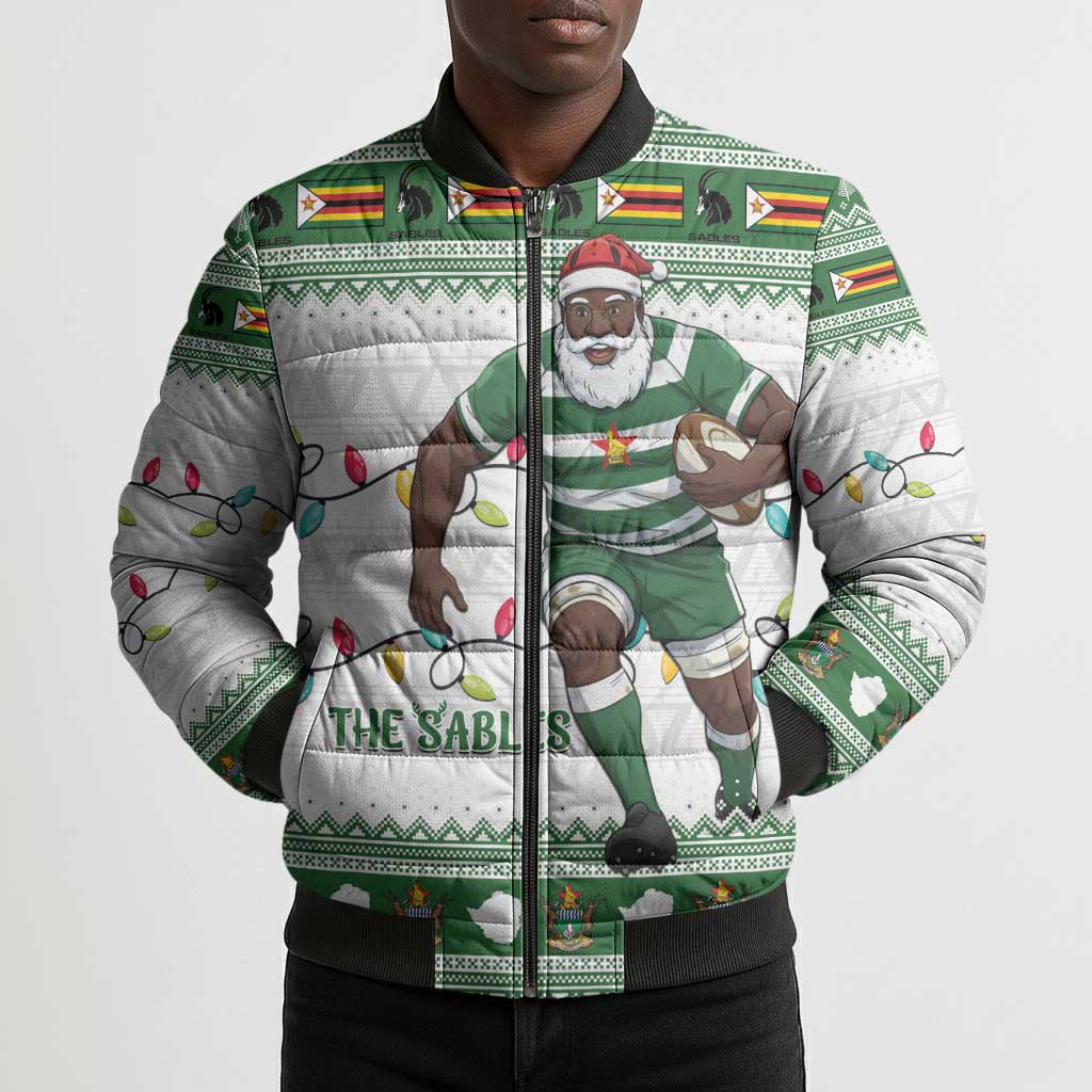 Zimbabwe Rugby Christmas Bomber Puffer Jacket The Sables Krismes Yakanaka
