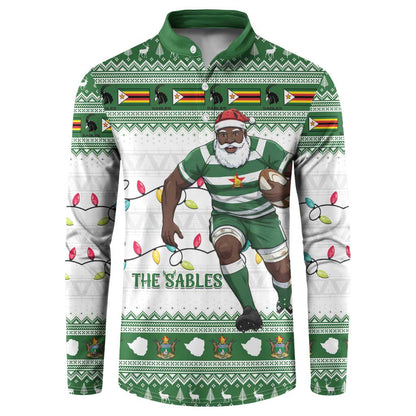 Zimbabwe Rugby Christmas Button Sweatshirt The Sables Krismes Yakanaka