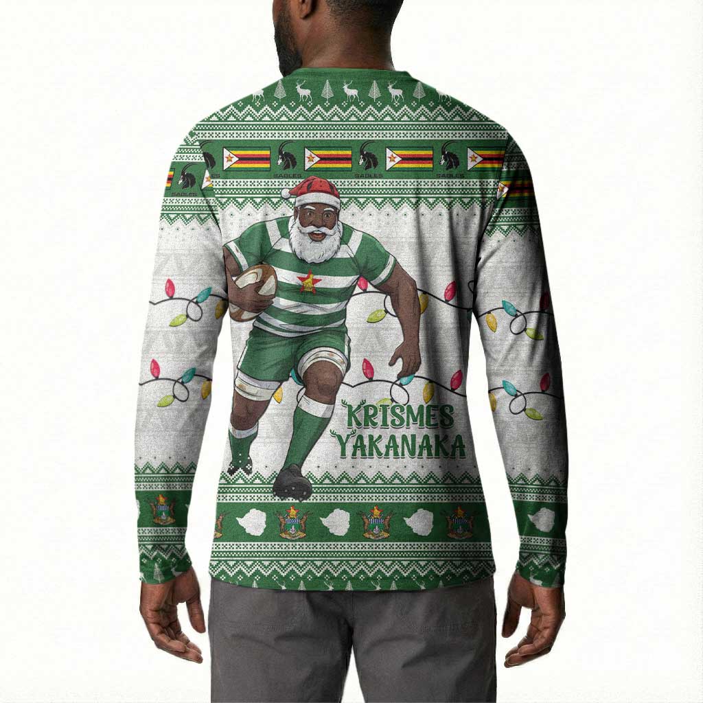 Zimbabwe Rugby Christmas Button Sweatshirt The Sables Krismes Yakanaka