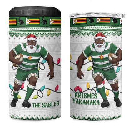 Afro Christmas Rugby Zimbabwe 4 in 1 Can Cooler Tumbler The Sables Krismes Yakanaka - African Pride