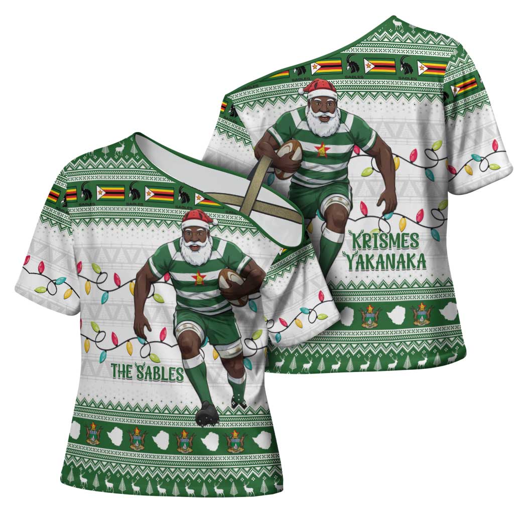 Zimbabwe Rugby Christmas Cross Shoulder Shirt The Sables Krismes Yakanaka
