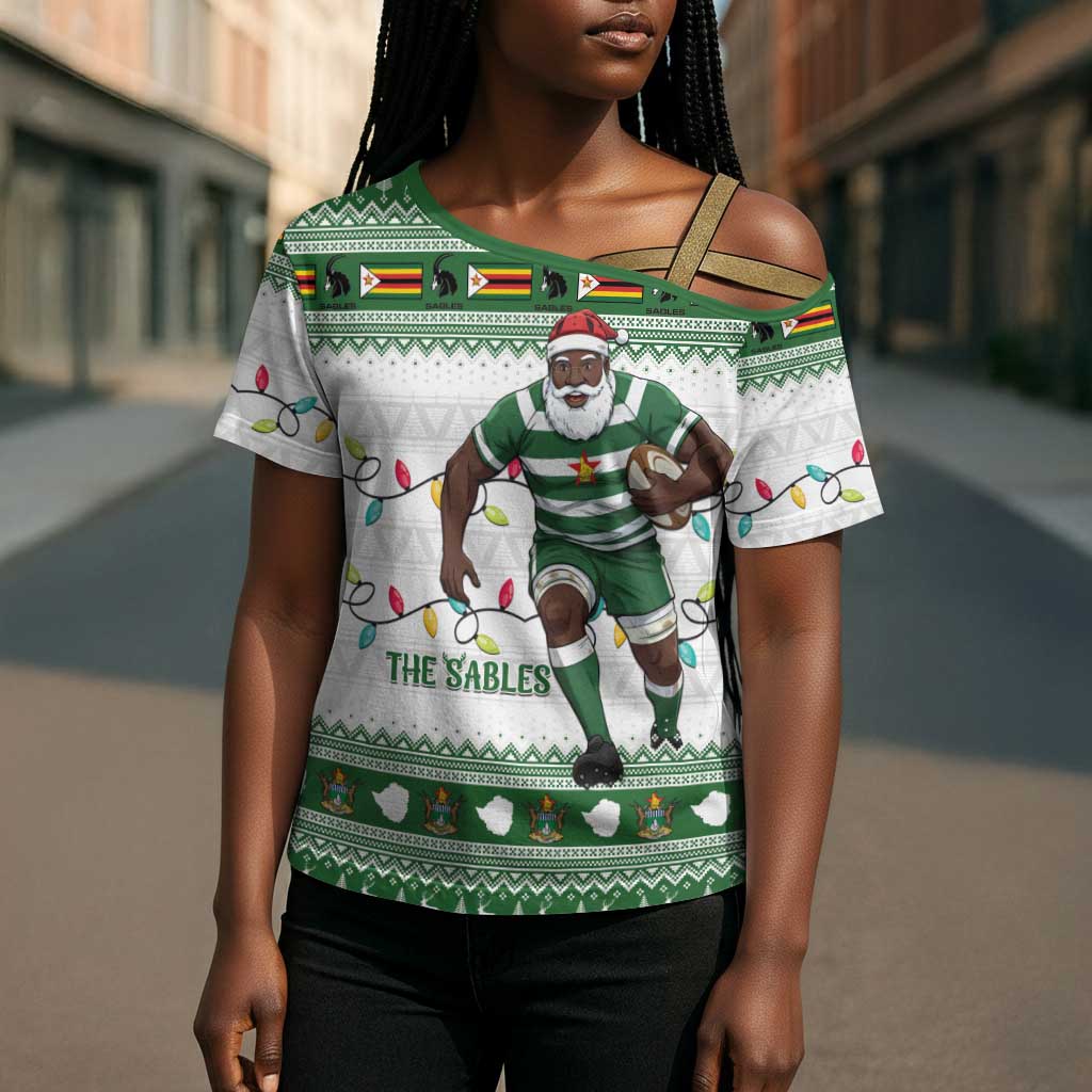 Zimbabwe Rugby Christmas Cross Shoulder Shirt The Sables Krismes Yakanaka