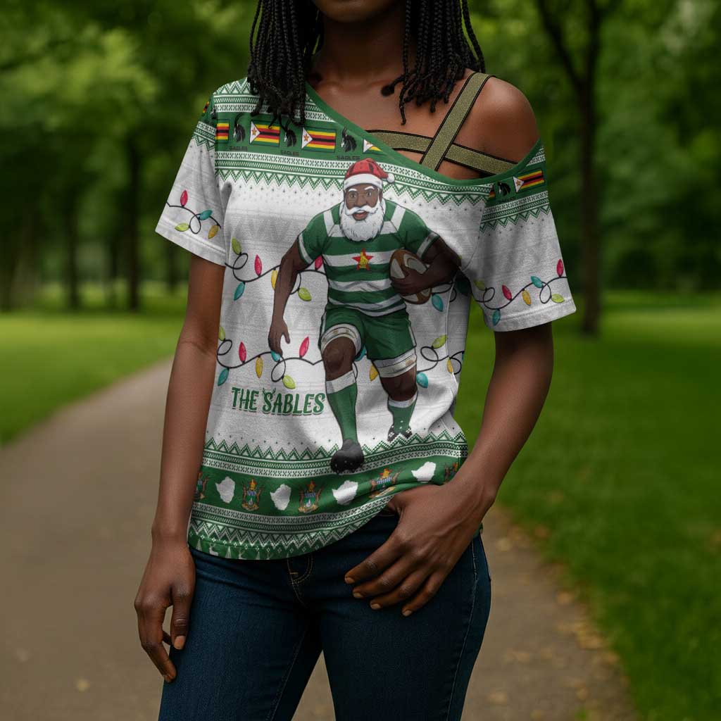 Zimbabwe Rugby Christmas Cross Shoulder Shirt The Sables Krismes Yakanaka