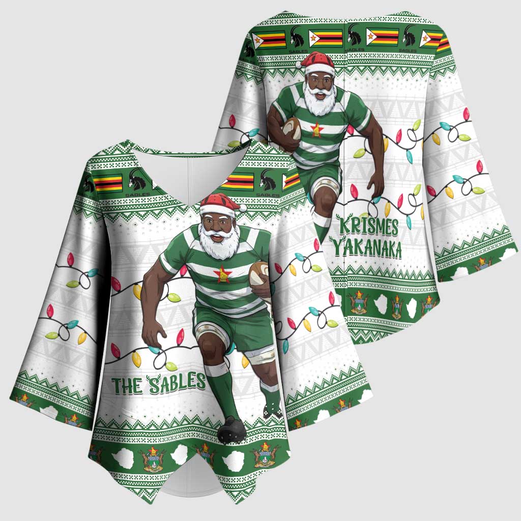 Zimbabwe Rugby Christmas Kimono Sleeve Blouse The Sables Krismes Yakanaka