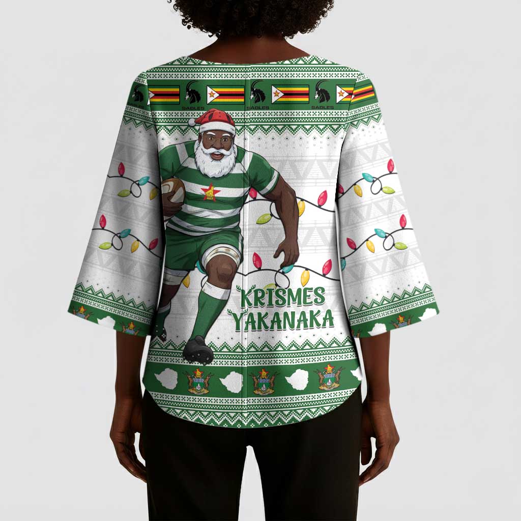 Zimbabwe Rugby Christmas Kimono Sleeve Blouse The Sables Krismes Yakanaka