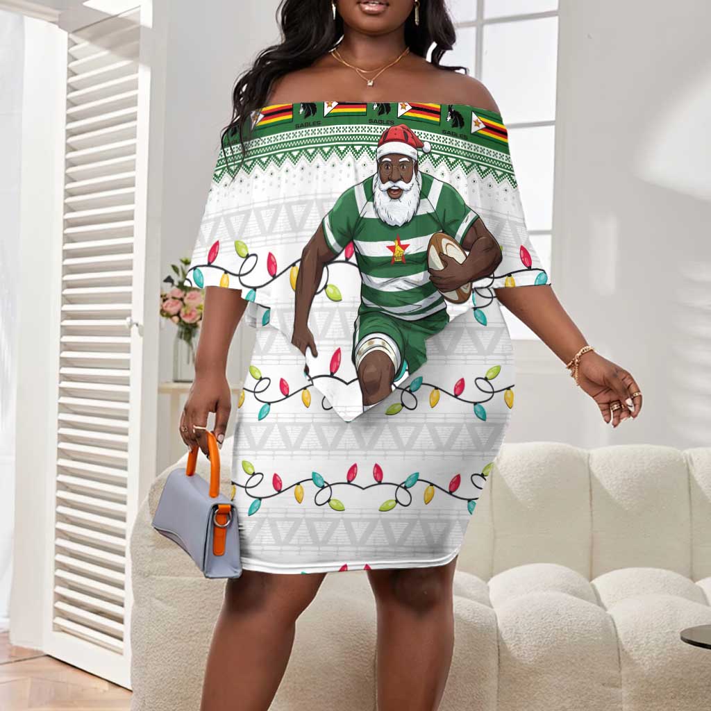 Afro Christmas Rugby Zimbabwe Off Shoulder Short Dress The Sables Krismes Yakanaka - African Pride