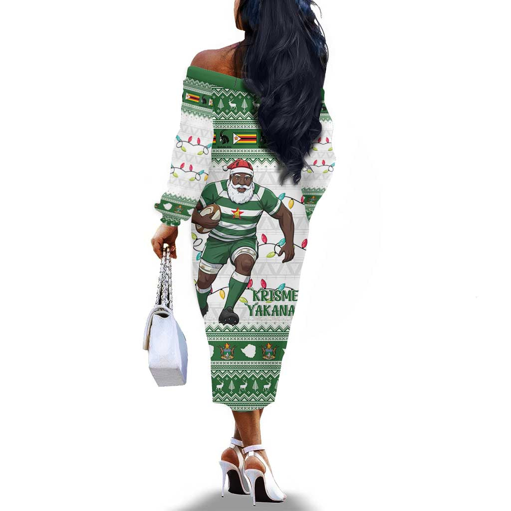 Afro Christmas Rugby Zimbabwe Off The Shoulder Long Sleeve Dress The Sables Krismes Yakanaka - African Pride