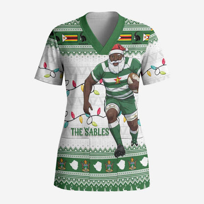 Zimbabwe Rugby Christmas Scrub Top The Sables Krismes Yakanaka - African Pride