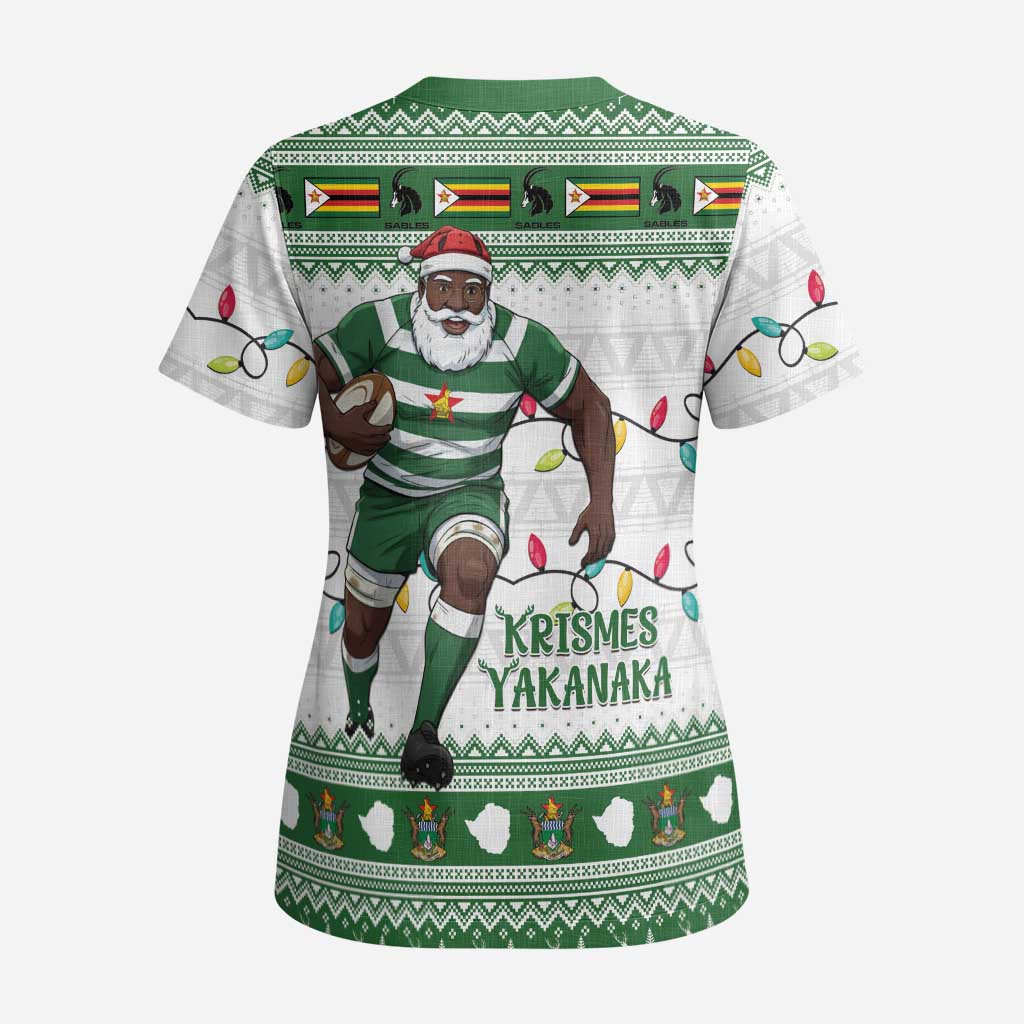 Zimbabwe Rugby Christmas Scrub Top The Sables Krismes Yakanaka - African Pride