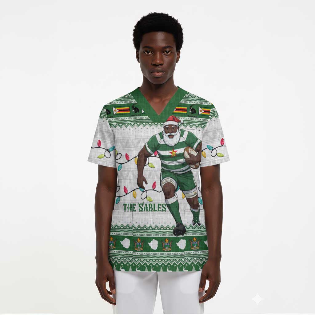 Zimbabwe Rugby Christmas Scrub Top The Sables Krismes Yakanaka - African Pride