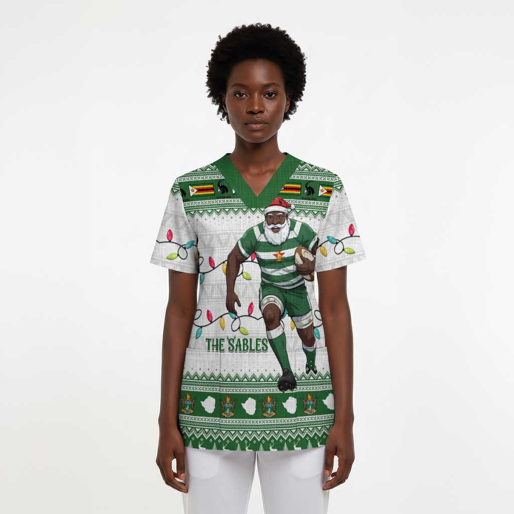 Zimbabwe Rugby Christmas Scrub Top The Sables Krismes Yakanaka - African Pride