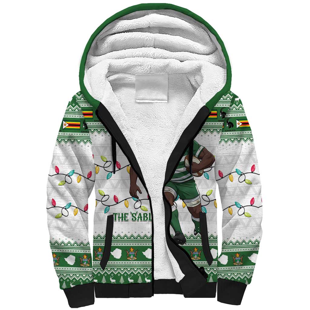 Afro Christmas Rugby Zimbabwe Sherpa Hoodie The Sables Krismes Yakanaka - African Pride