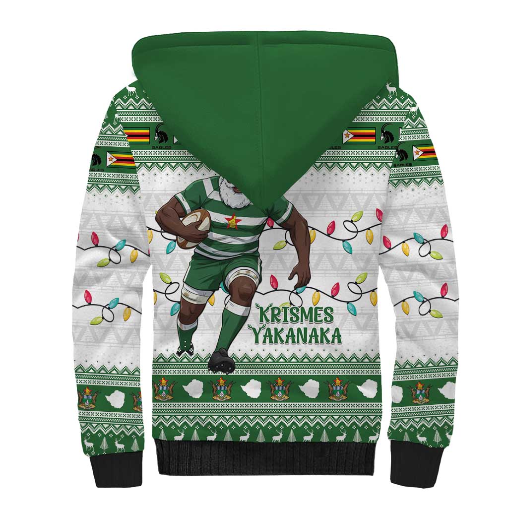 Afro Christmas Rugby Zimbabwe Sherpa Hoodie The Sables Krismes Yakanaka - African Pride