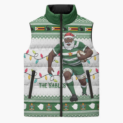 Zimbabwe Rugby Christmas Sleeveless Puffer Jacket The Sables Krismes Yakanaka
