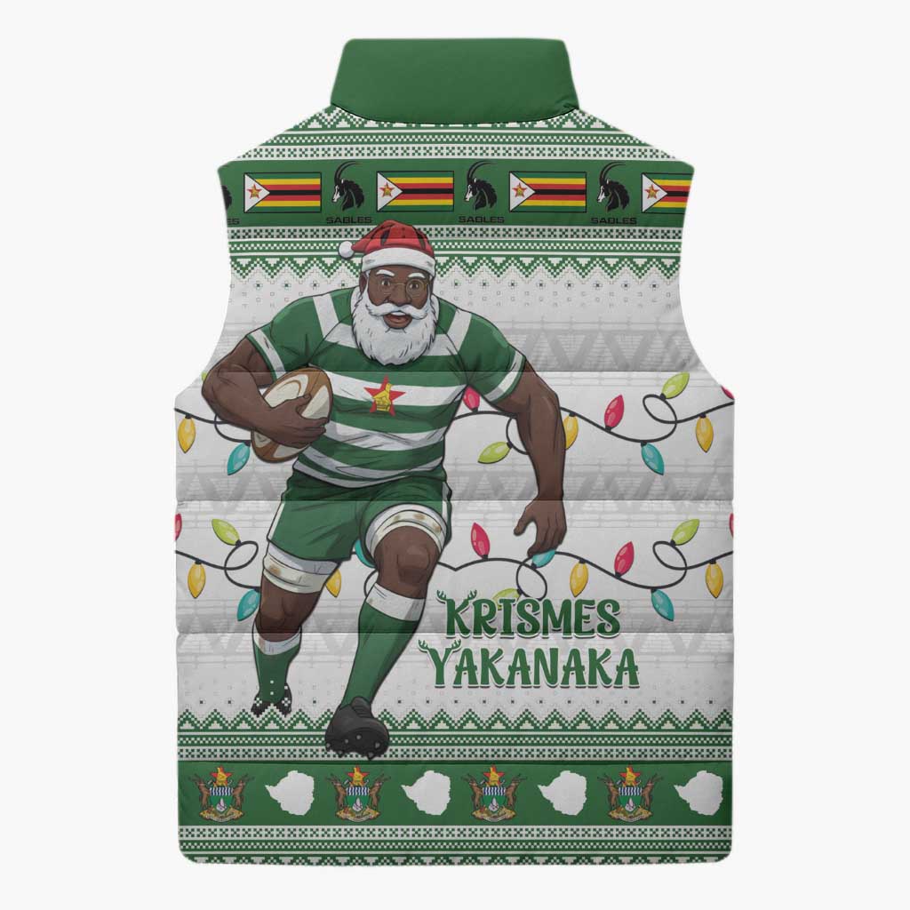 Zimbabwe Rugby Christmas Sleeveless Puffer Jacket The Sables Krismes Yakanaka