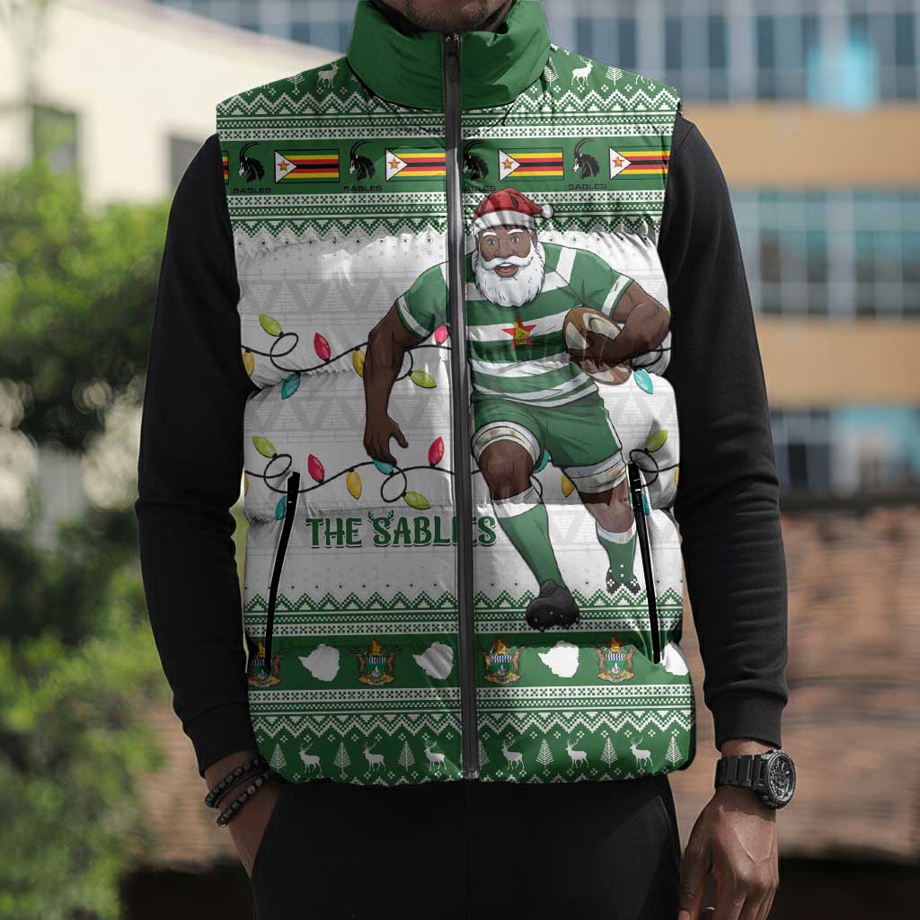 Zimbabwe Rugby Christmas Sleeveless Puffer Jacket The Sables Krismes Yakanaka