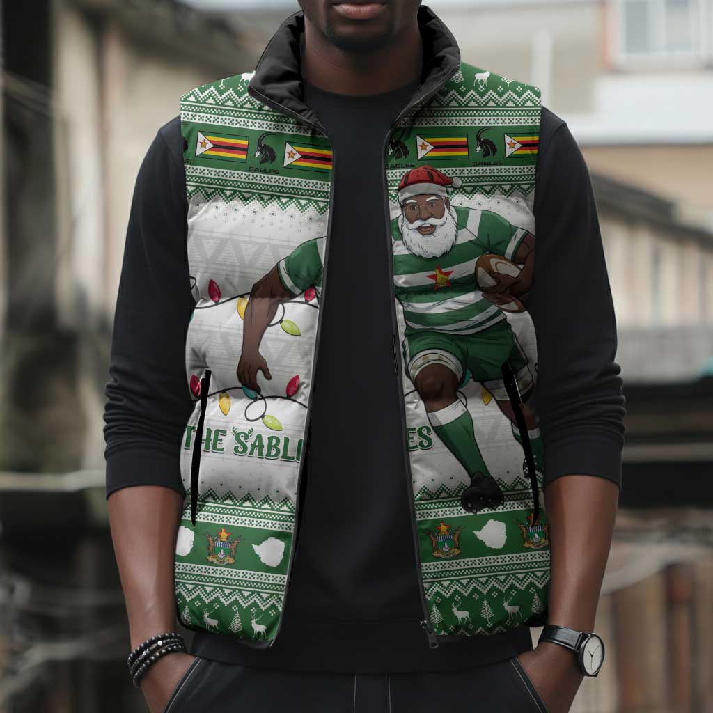 Zimbabwe Rugby Christmas Sleeveless Puffer Jacket The Sables Krismes Yakanaka