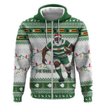 Afro Christmas Rugby Zimbabwe Zip Hoodie The Sables Krismes Yakanaka - African Pride