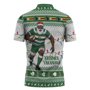 Zimbabwe Rugby Christmas Zipper Polo Shirt The Sables Krismes Yakanaka