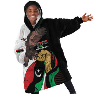 Afro Libya Kid Wearable Blanket Hoodie Arabian Eagle - Independence Day