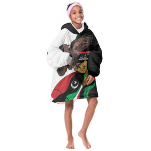 Afro Libya Kid Wearable Blanket Hoodie Arabian Eagle - Independence Day