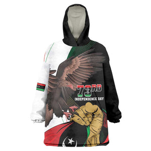 Afro Libya Kid Wearable Blanket Hoodie Arabian Eagle - Independence Day