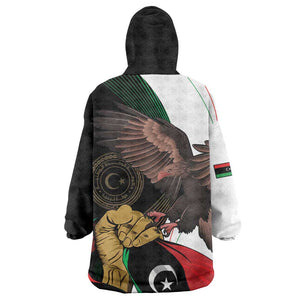 Afro Libya Kid Wearable Blanket Hoodie Arabian Eagle - Independence Day