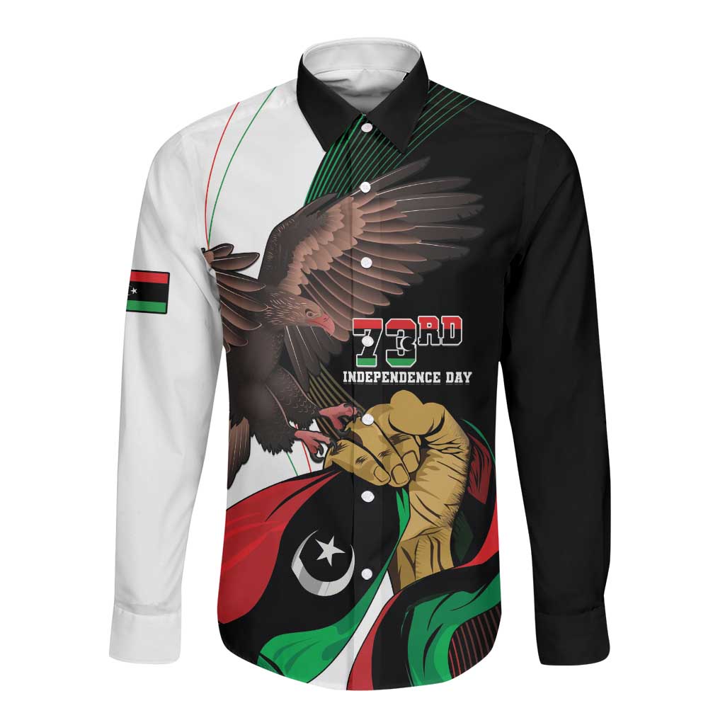 Afro Libya Long Sleeve Button Shirt Arabian Eagle - Independence Day