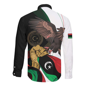 Afro Libya Long Sleeve Button Shirt Arabian Eagle - Independence Day