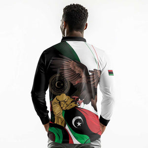 Afro Libya Long Sleeve Polo Shirt Arabian Eagle - Independence Day