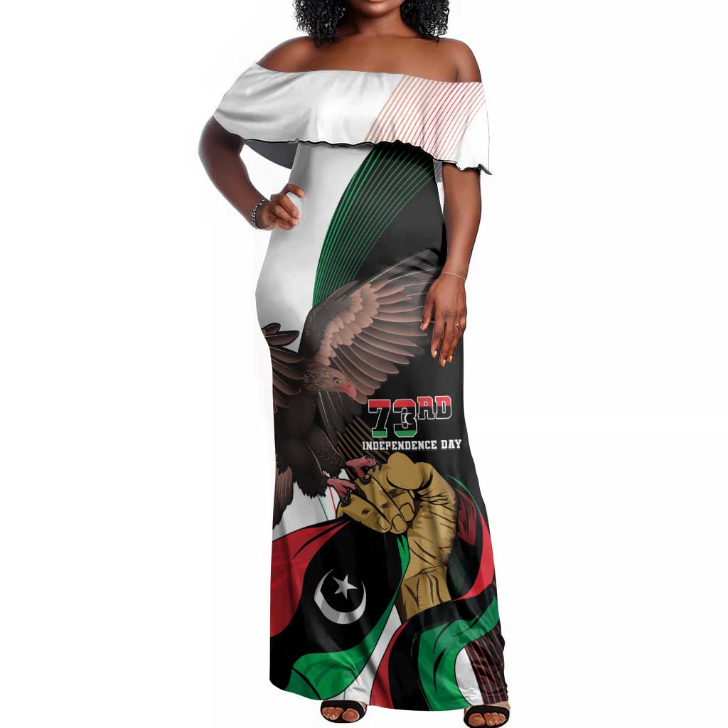 Afro Libya Off Shoulder Maxi Dress Arabian Eagle - Independence Day