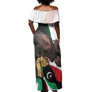 Afro Libya Off Shoulder Maxi Dress Arabian Eagle - Independence Day