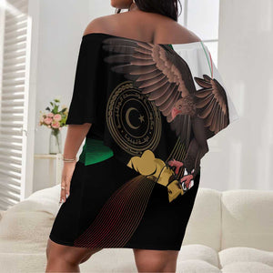 Afro Libya Off Shoulder Short Dress Arabian Eagle - Independence Day