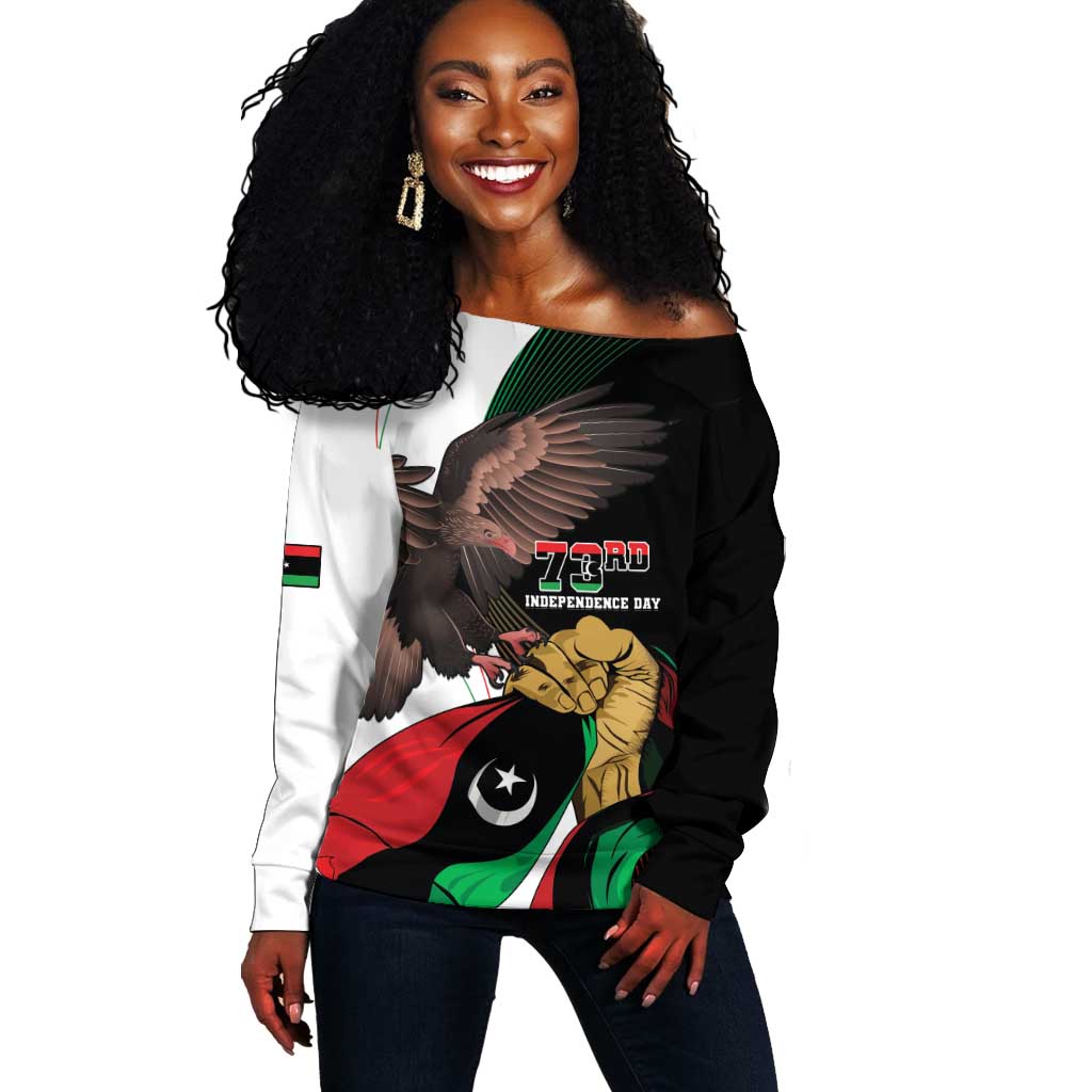 Afro Libya Off Shoulder Sweater Arabian Eagle - Independence Day