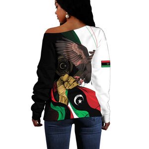 Afro Libya Off Shoulder Sweater Arabian Eagle - Independence Day