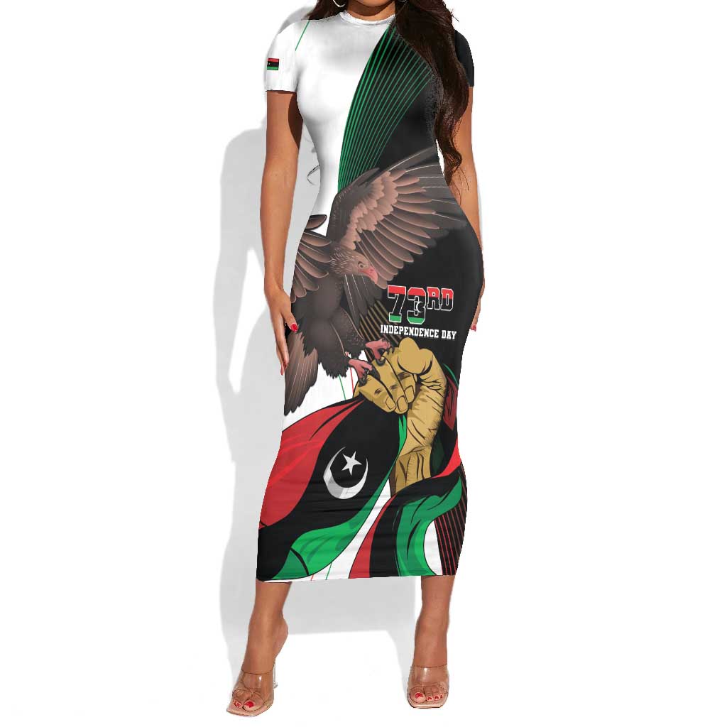 Afro Libya Short Sleeve Bodycon Dress Arabian Eagle - Independence Day