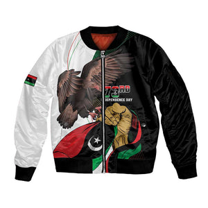 Afro Libya Sleeve Zip Bomber Jacket Arabian Eagle - Independence Day