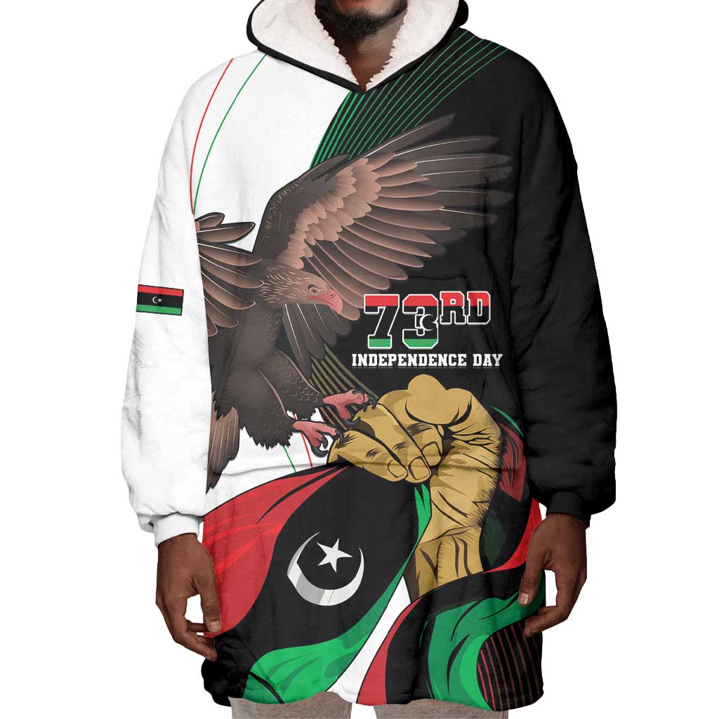 Afro Libya Wearable Blanket Hoodie Arabian Eagle - Independence Day