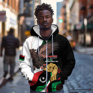 Afro Libya Zip Hoodie Arabian Eagle - Independence Day