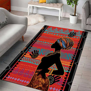 African Women Area Rug Ethnic Pattern