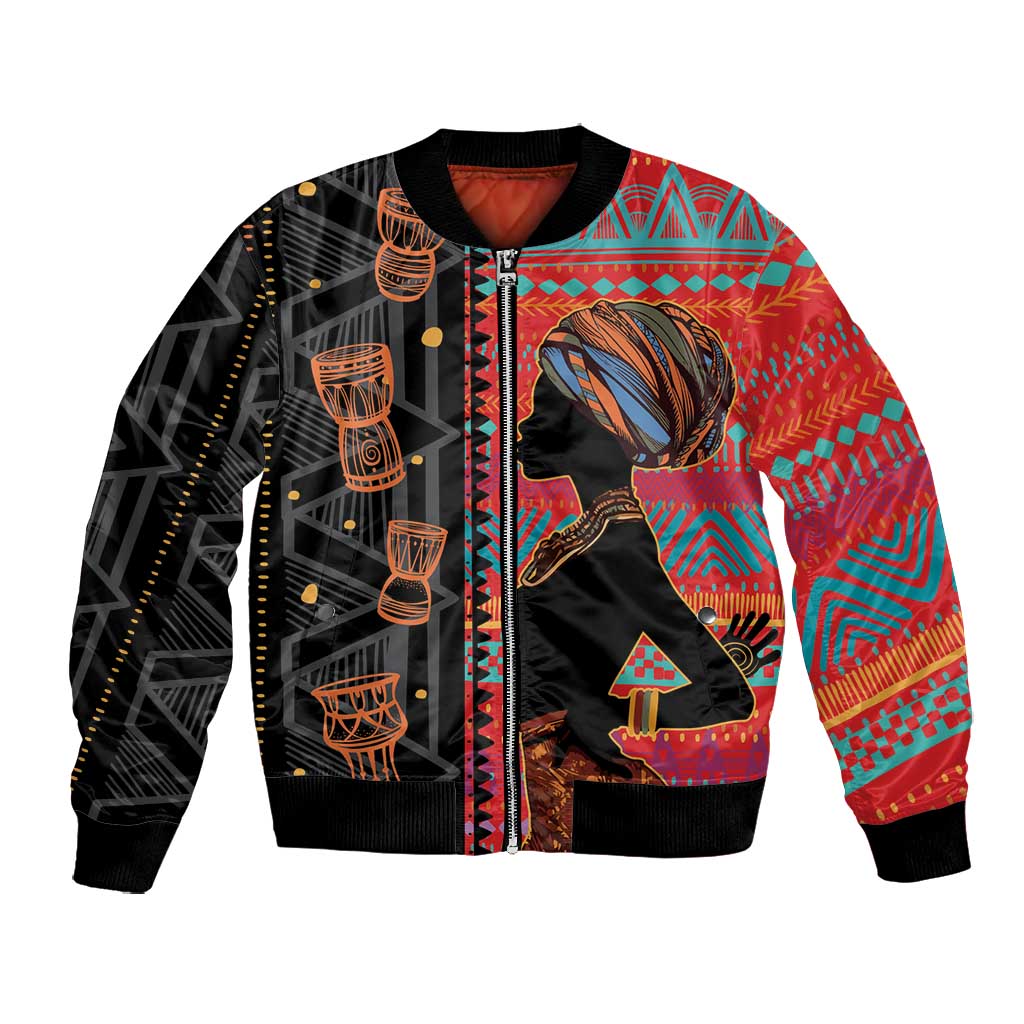 African Women Bomber Jacket Ethnic Pattern