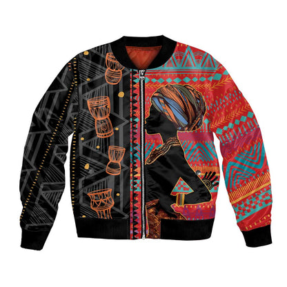 African Women Bomber Jacket Ethnic Pattern